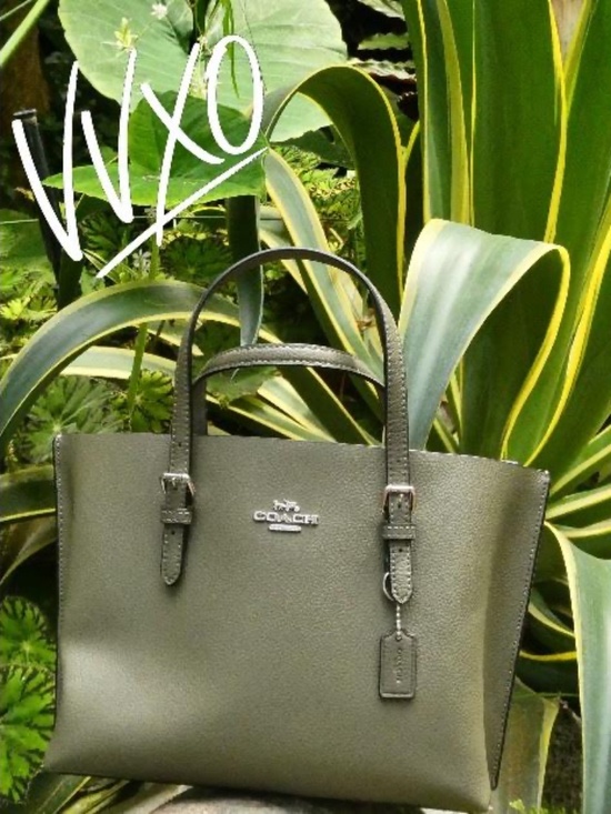 Coach Handbags - Coach Olive Green Pebble Leather Satchel with Top Handles